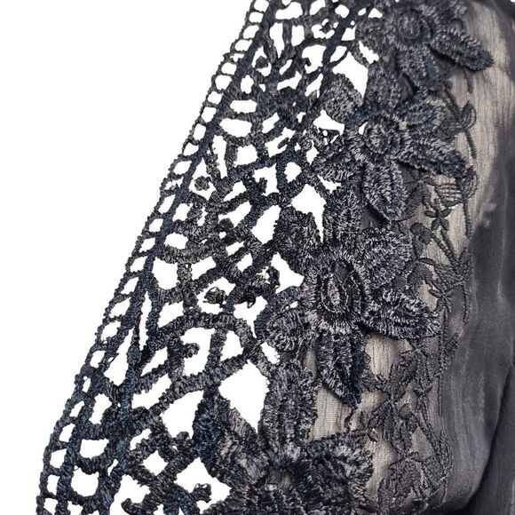 NEW POL Small Black Sheer Lace Lingerie Cover-Up / Robe / Wrap Tassel Embroidery - Picture 9 of 16